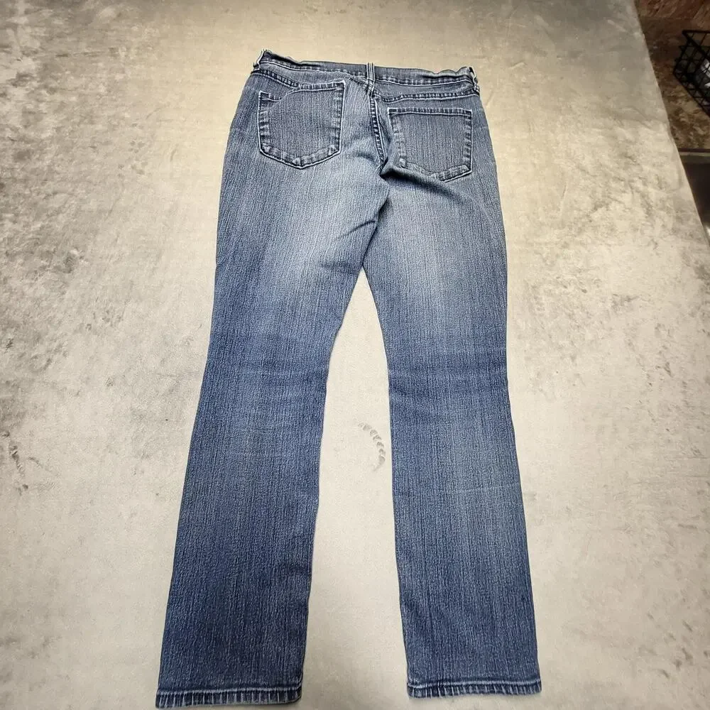 Old Navy Flirt Jeans Womens 6 Petites Blue Straight Mid-Rise Slim Stretch